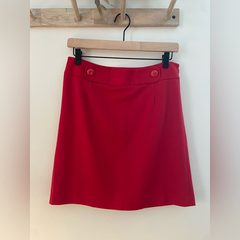 Loft Red Mini Skirt with Red Button Detail - Size 4